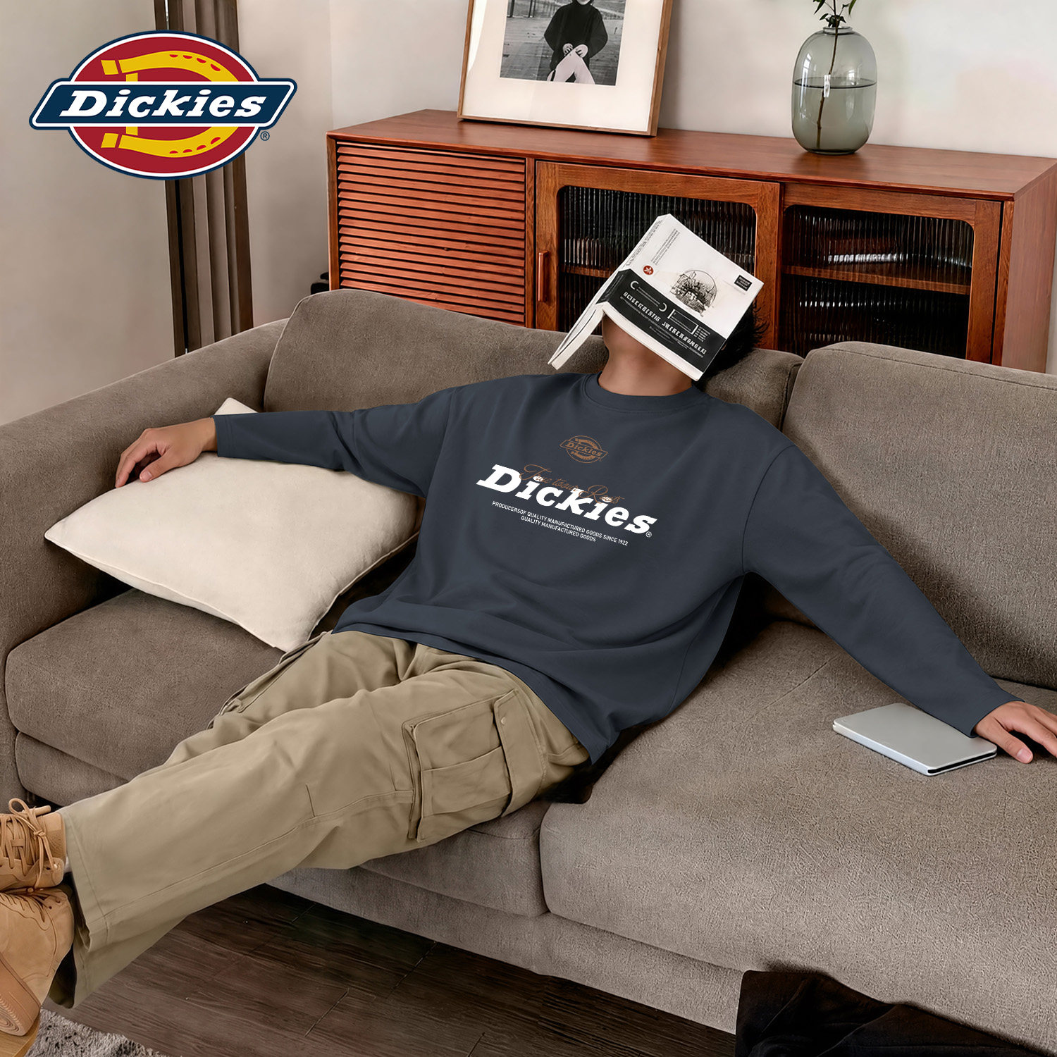 Dickies铁灰色男生t恤长袖青少年