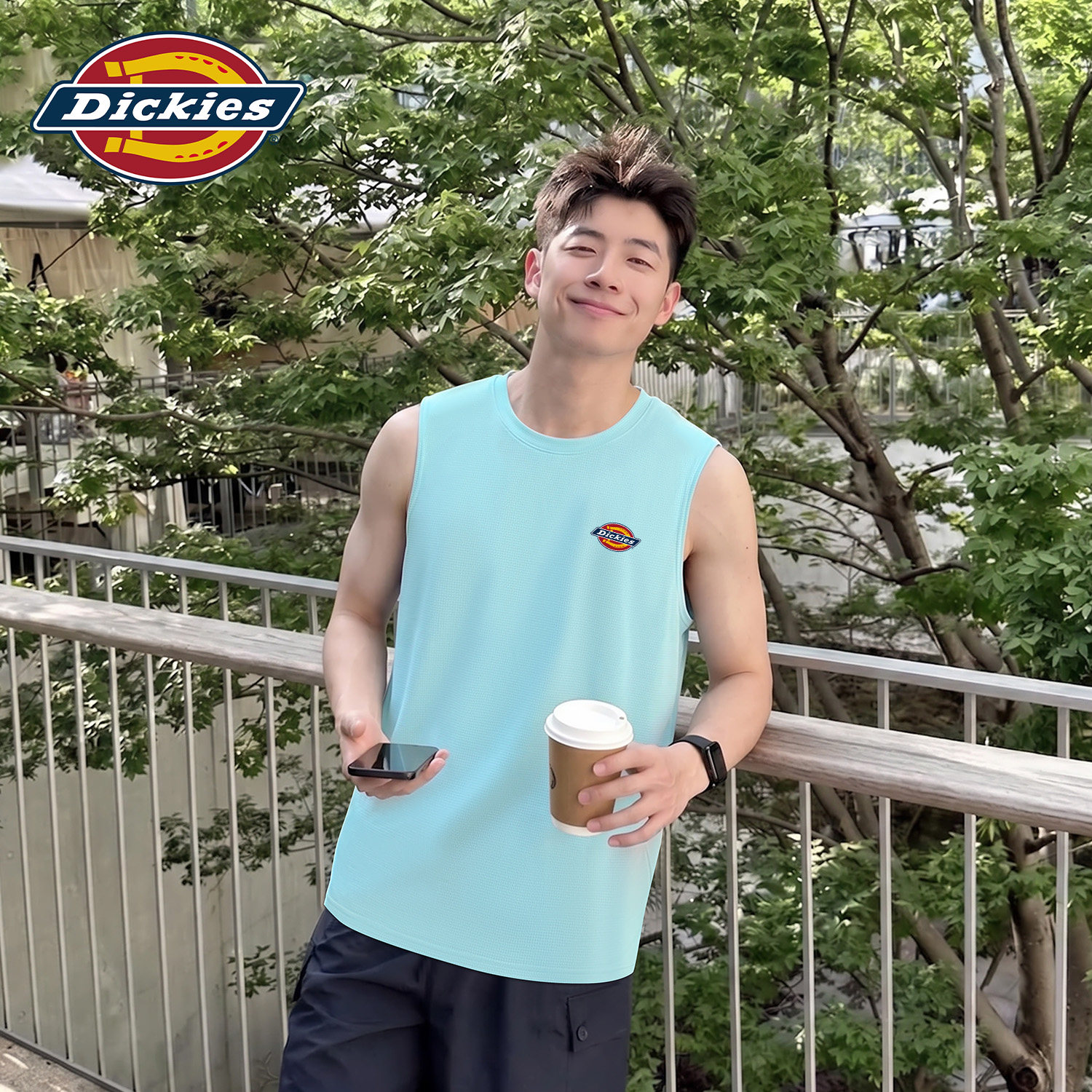 Dickies浅色无袖背心男款2026夏季新款冰丝凉感速干休闲坎肩内搭