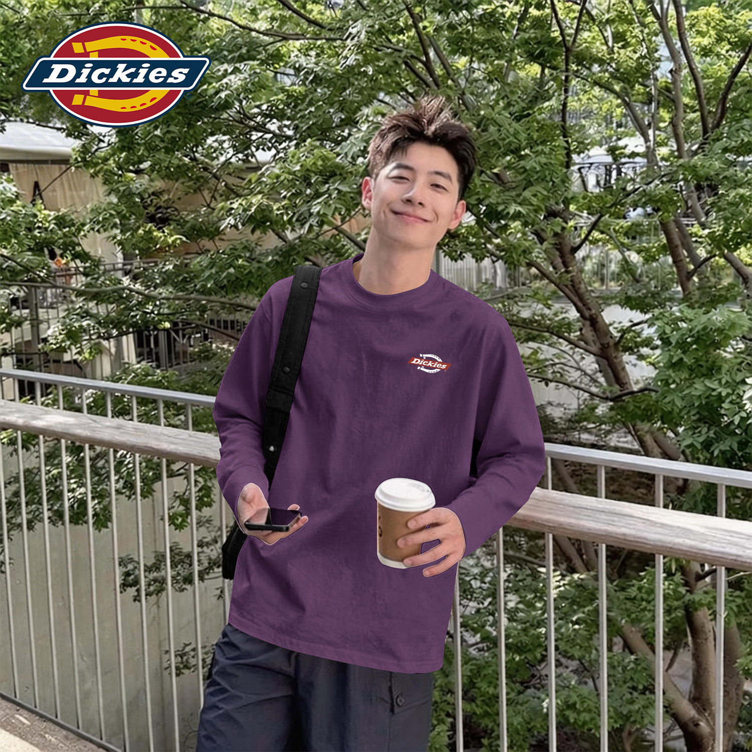 Dickies乌梅紫纯棉长袖T恤男女款图片