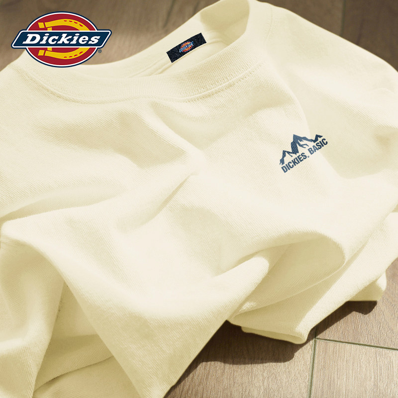 Dickies浅米色美式纯棉长袖T恤男