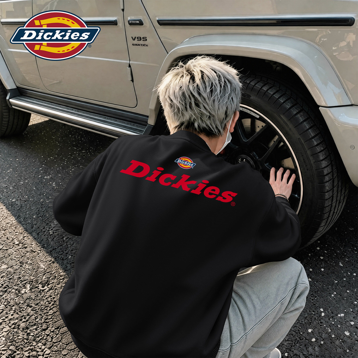 Dickies黑色男生圆领卫衣2026