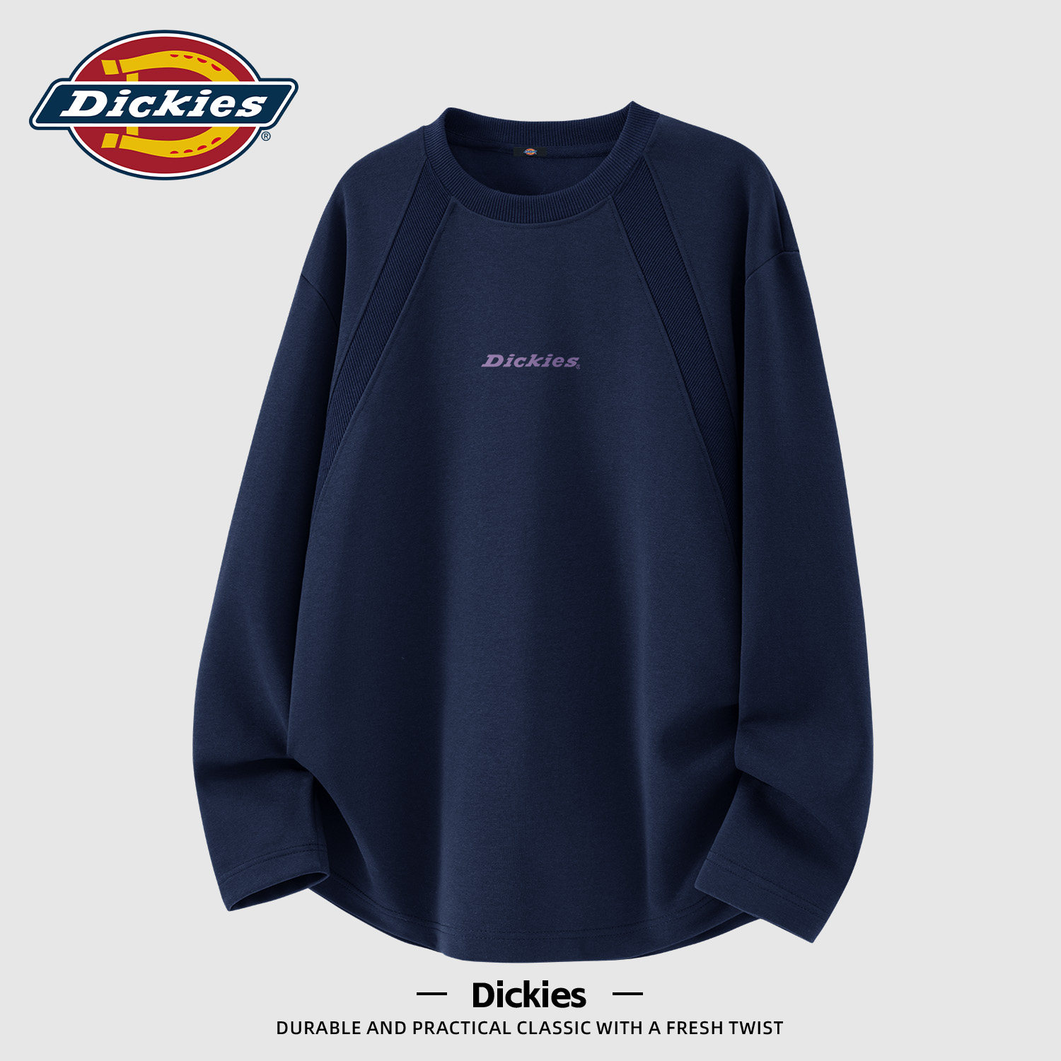 Dickies藏青色男士潮牌长袖T恤