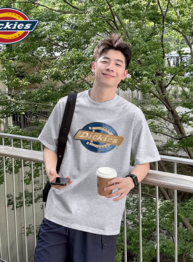 Dickies花灰色基础款美式短袖T恤男士2026夏季新款纯棉潮流五分袖