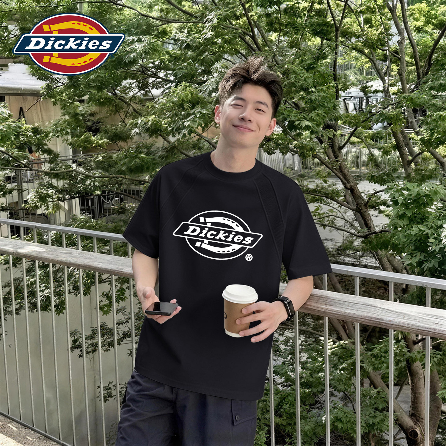 Dickies黑色解构款短袖T恤男款