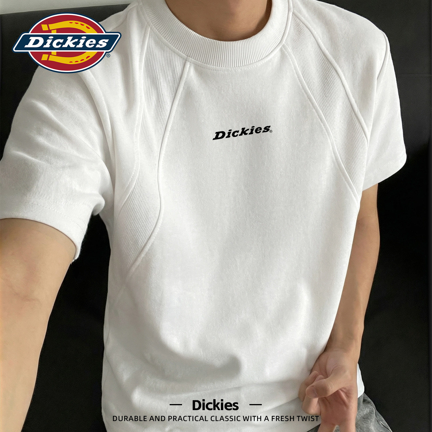 Dickies白色男生解构款短袖T恤2026新款夏季潮流百搭宽松大码半袖