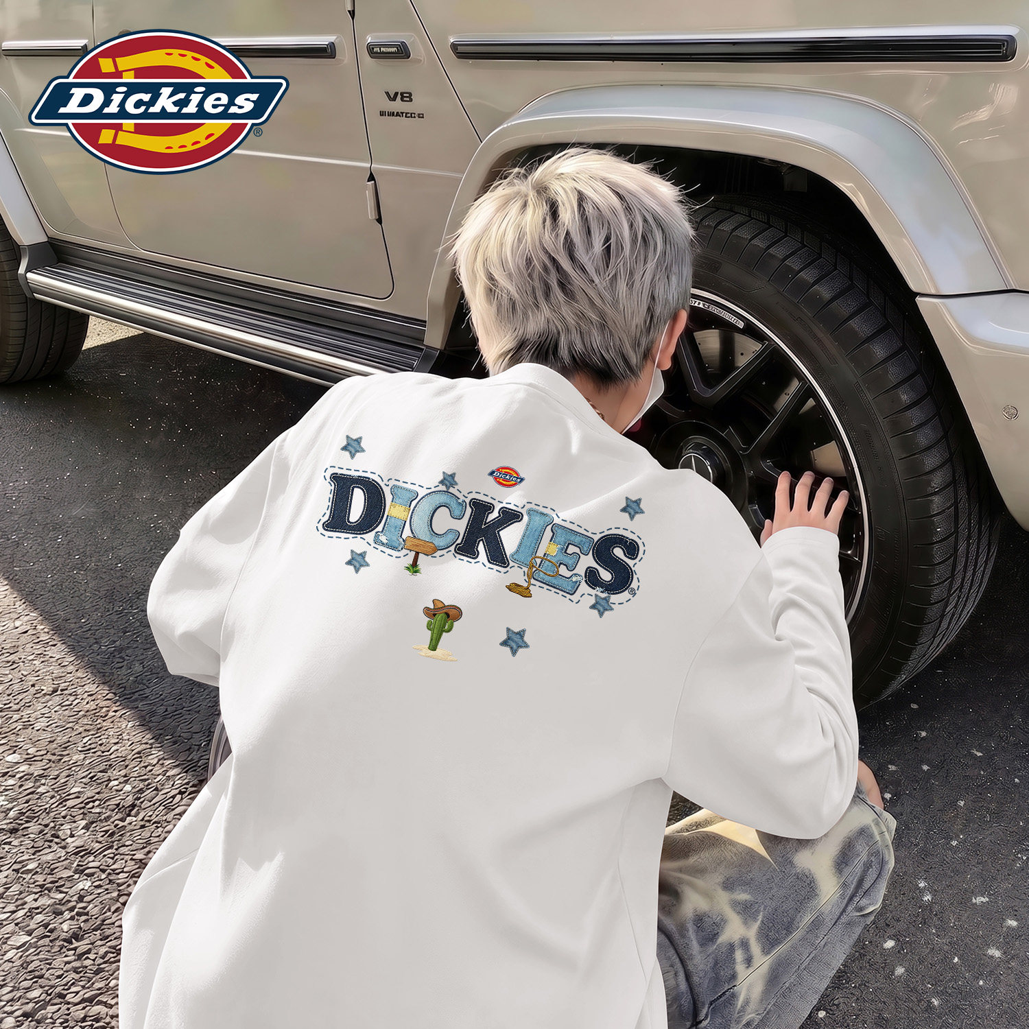 Dickies白色美式潮牌长袖T恤男女