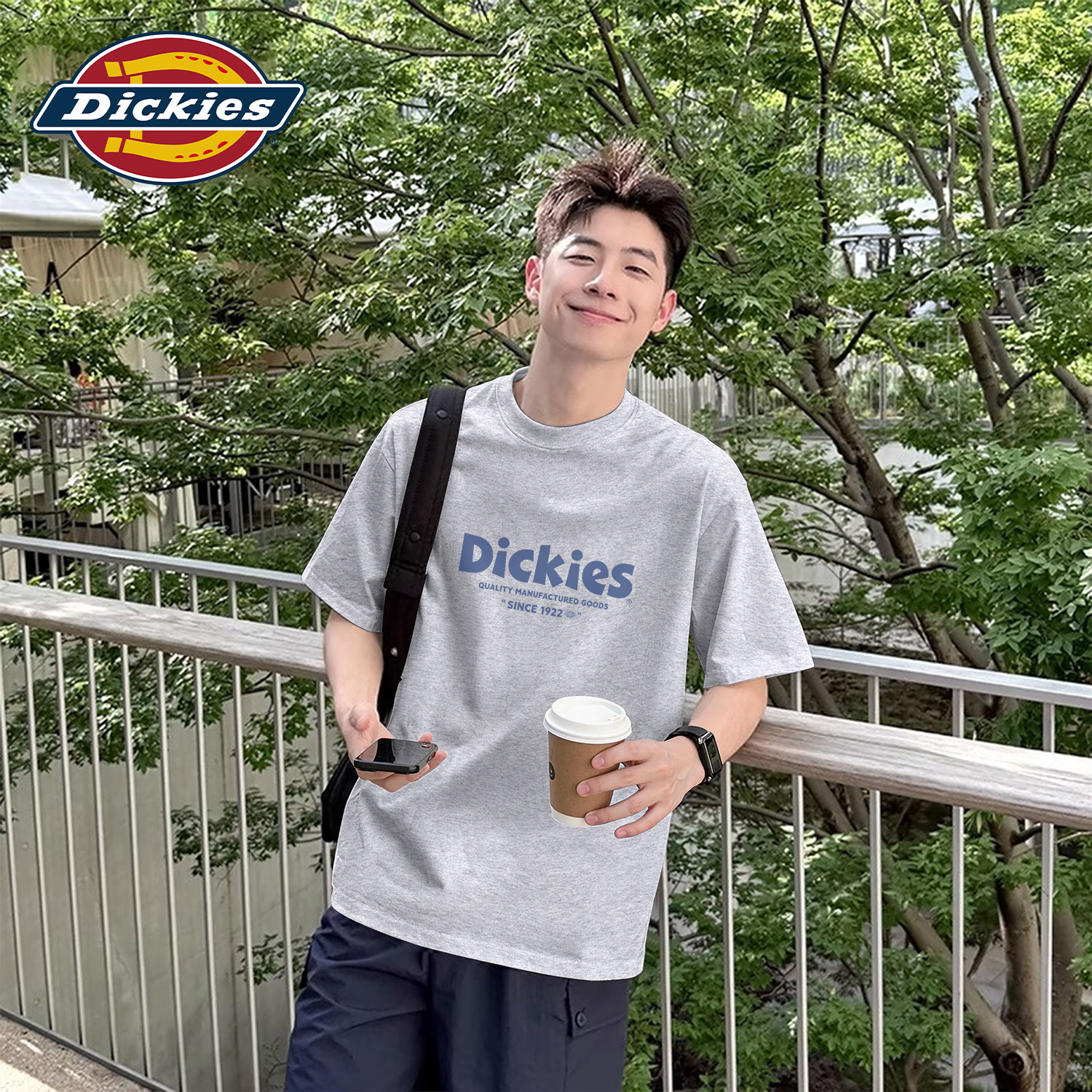 Dickies花灰色宽松纯棉短袖