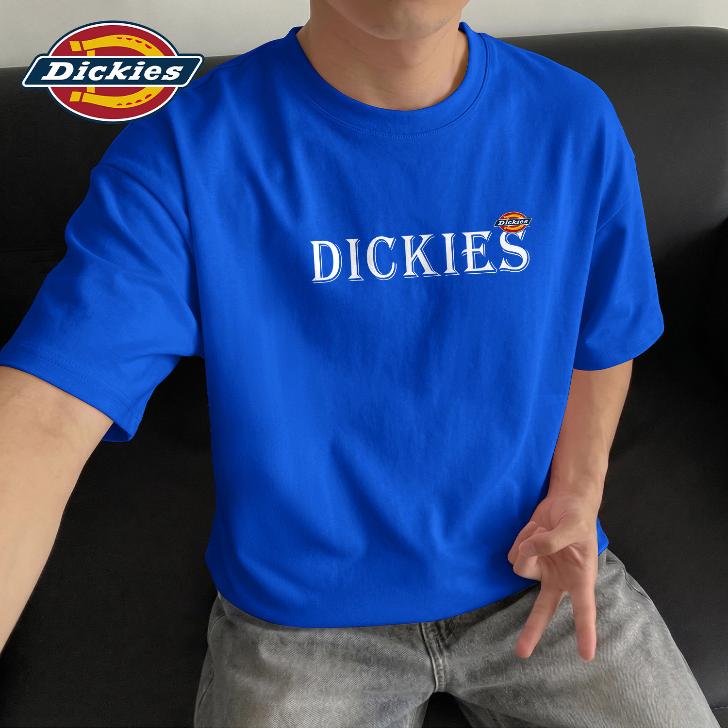 Dickies克莱因蓝圆领短袖T恤男生