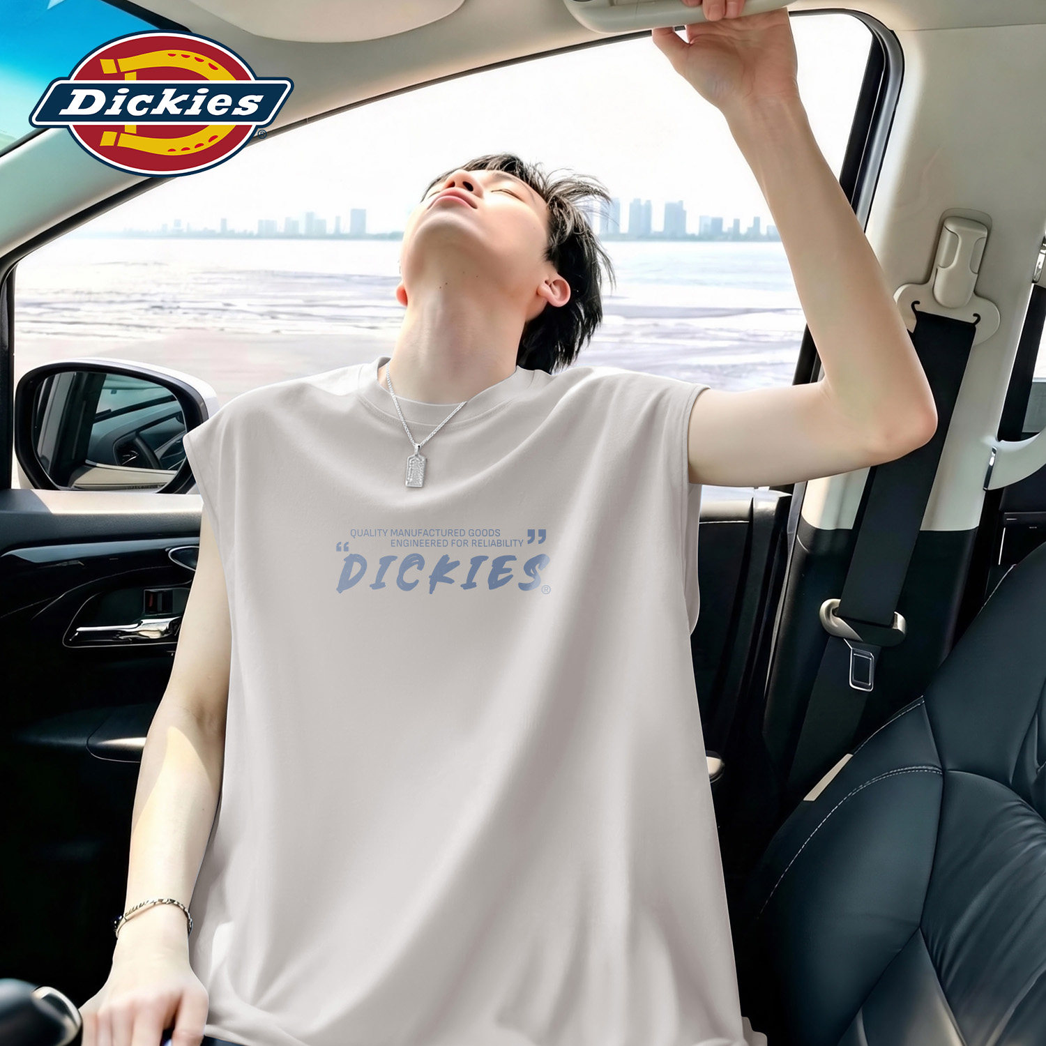 Dickies白色百搭无袖背心男生