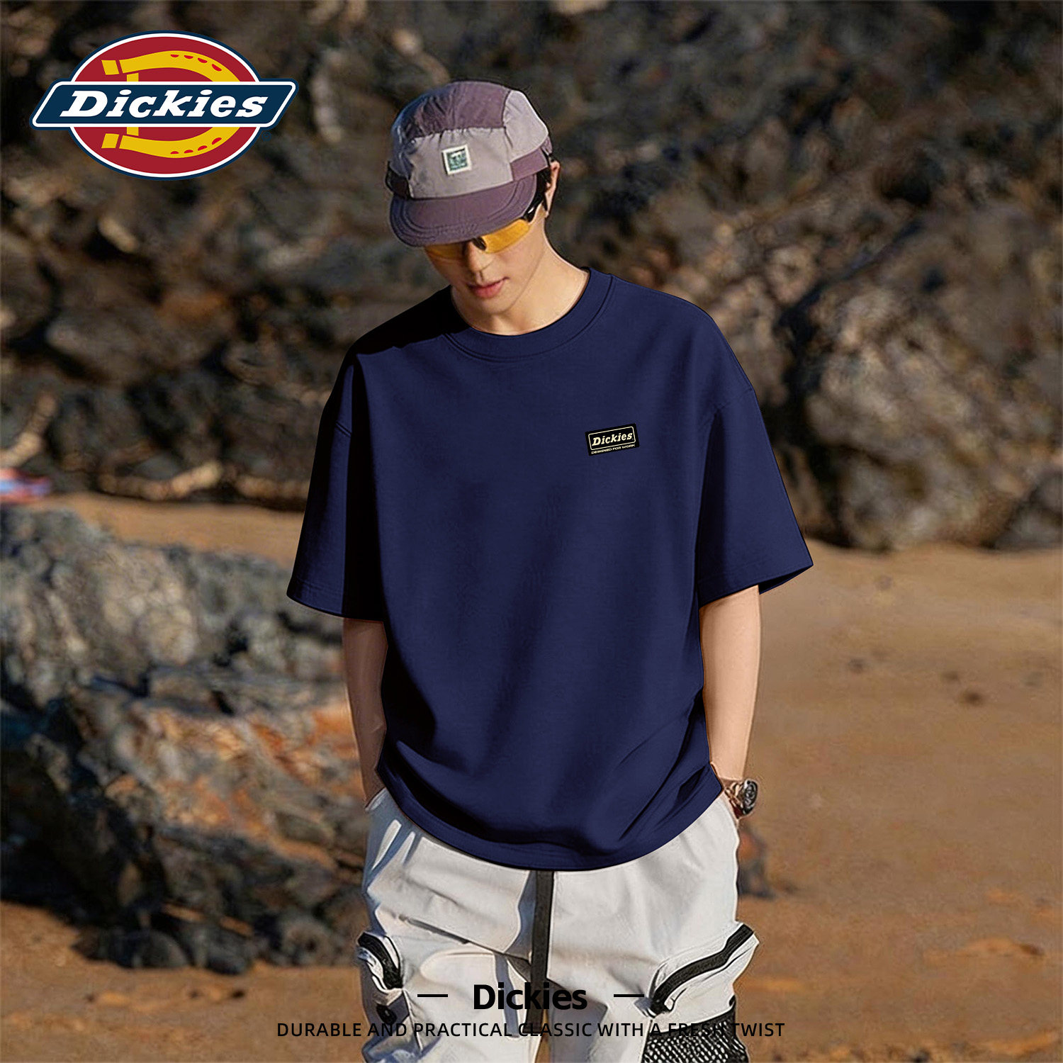 Dickies美式纯棉短袖T恤男生2026新款夏季男女同款半袖休闲五分袖