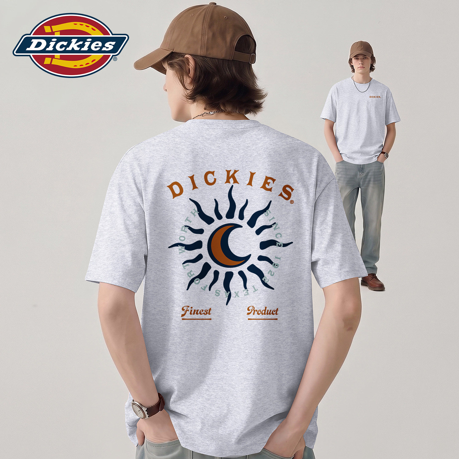 Dickies花灰色美式纯棉短袖T恤男