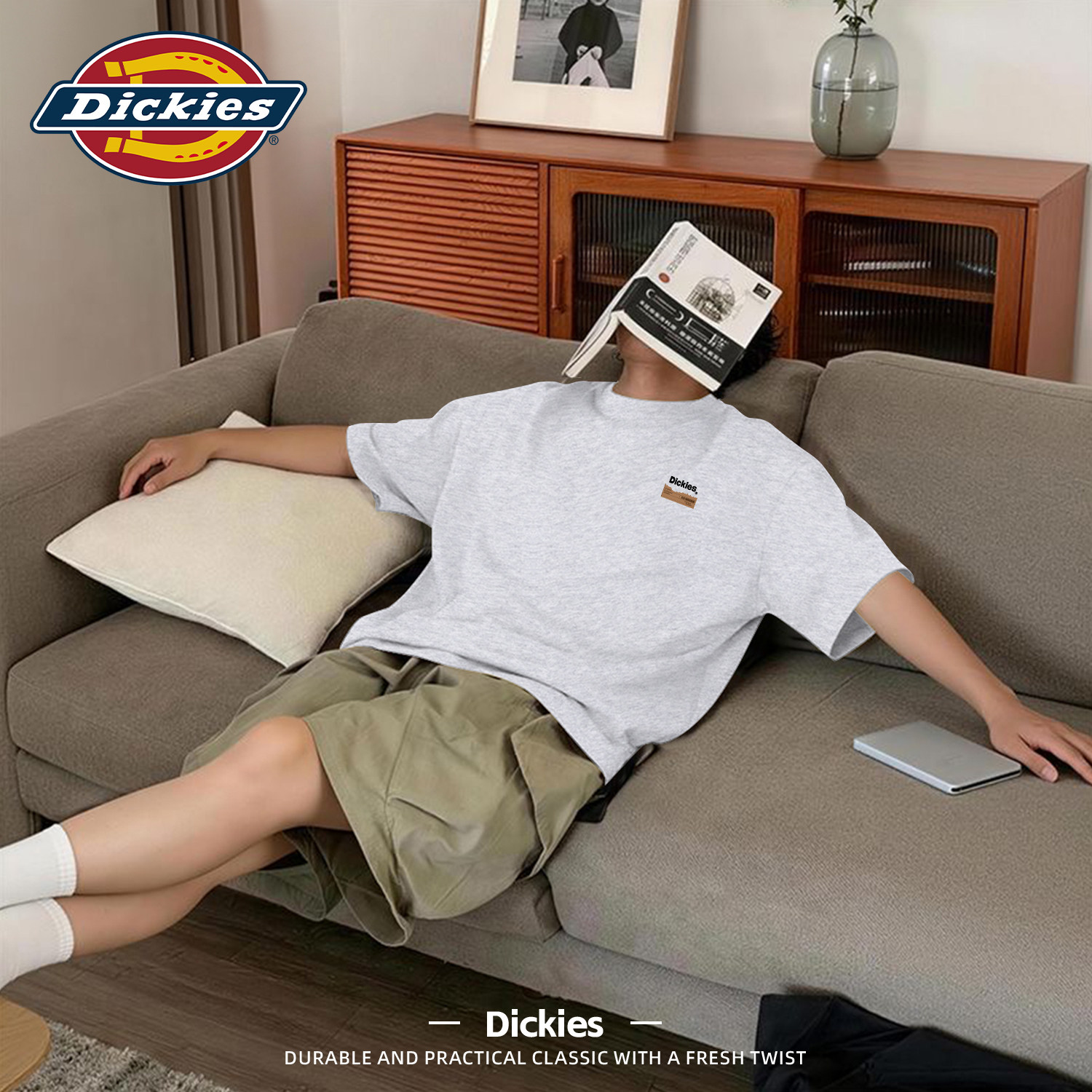 Dickies花灰色青少年短袖T恤2026
