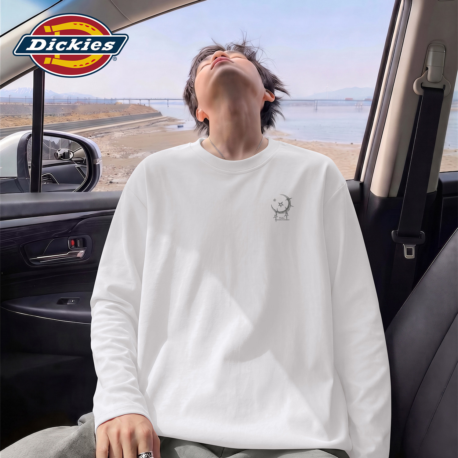 Dickies白色纯棉长袖T恤男生2026