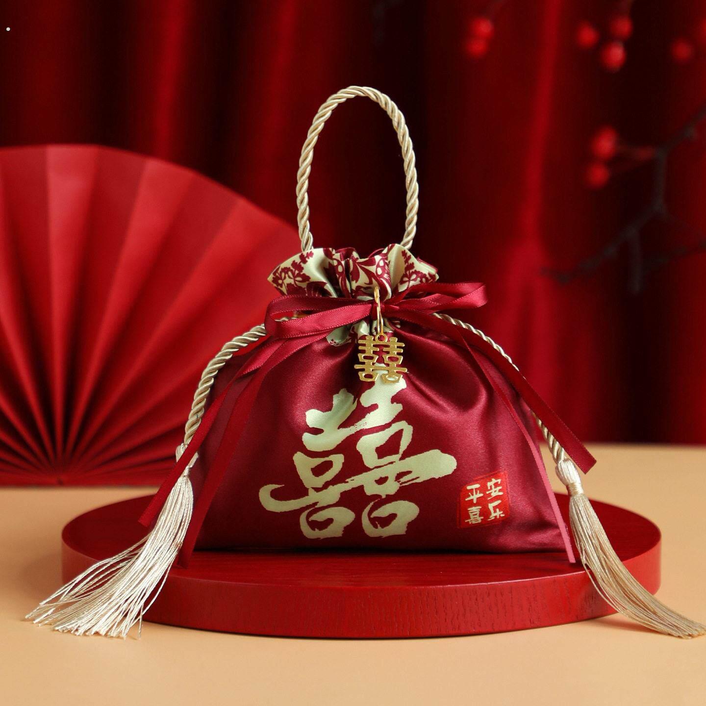 结婚喜糖袋子2025新款高级感婚礼订婚专用糖果布袋喜糖盒子免