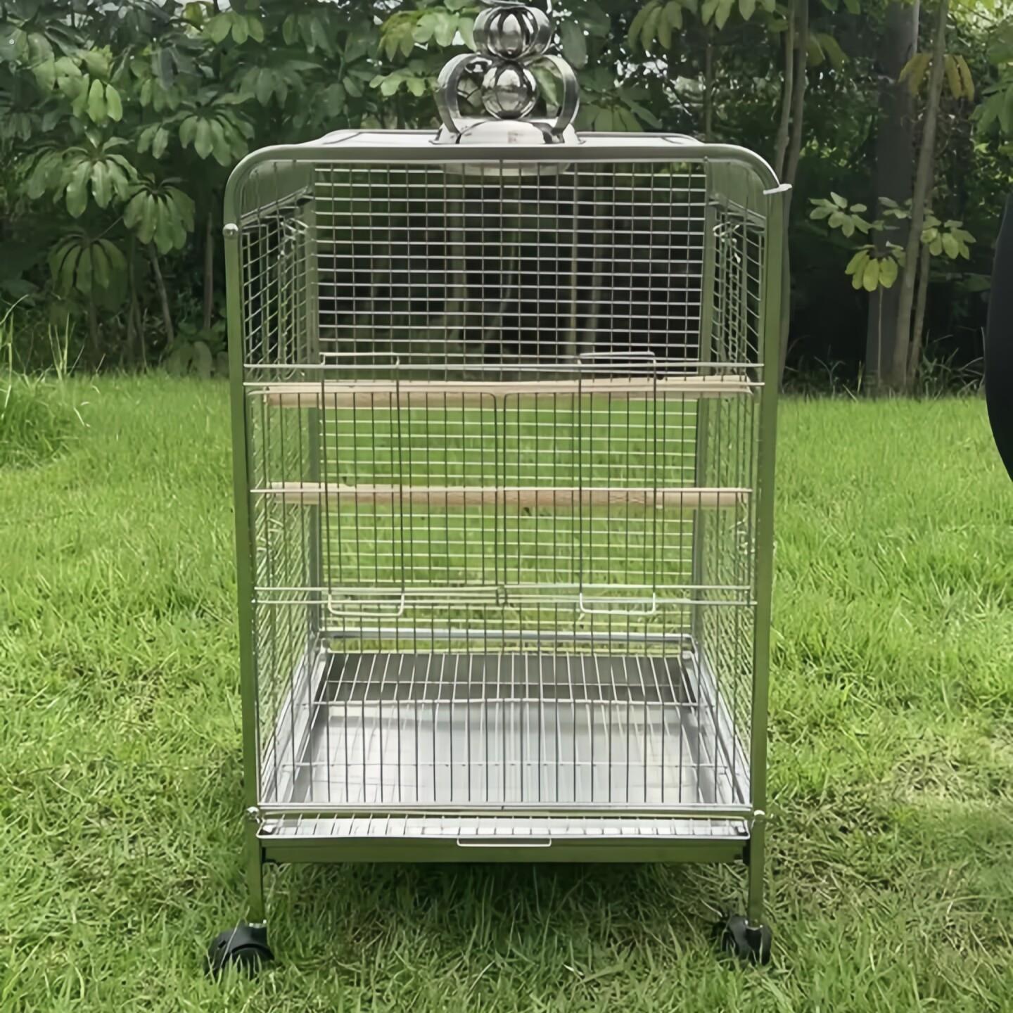 鸟笼八哥玄凤鹩哥鹦鹉笼子大号特大家用电镀不锈钢色大型繁殖大全