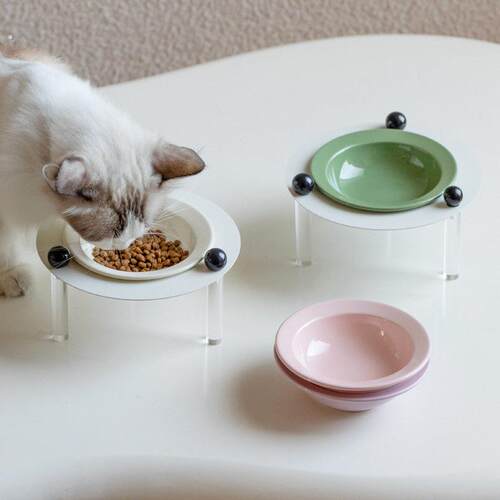 芝小麻压克力高脚碗架保护颈椎陶瓷宠物碗猫碗狗碗猫咪餐桌飞碟碗