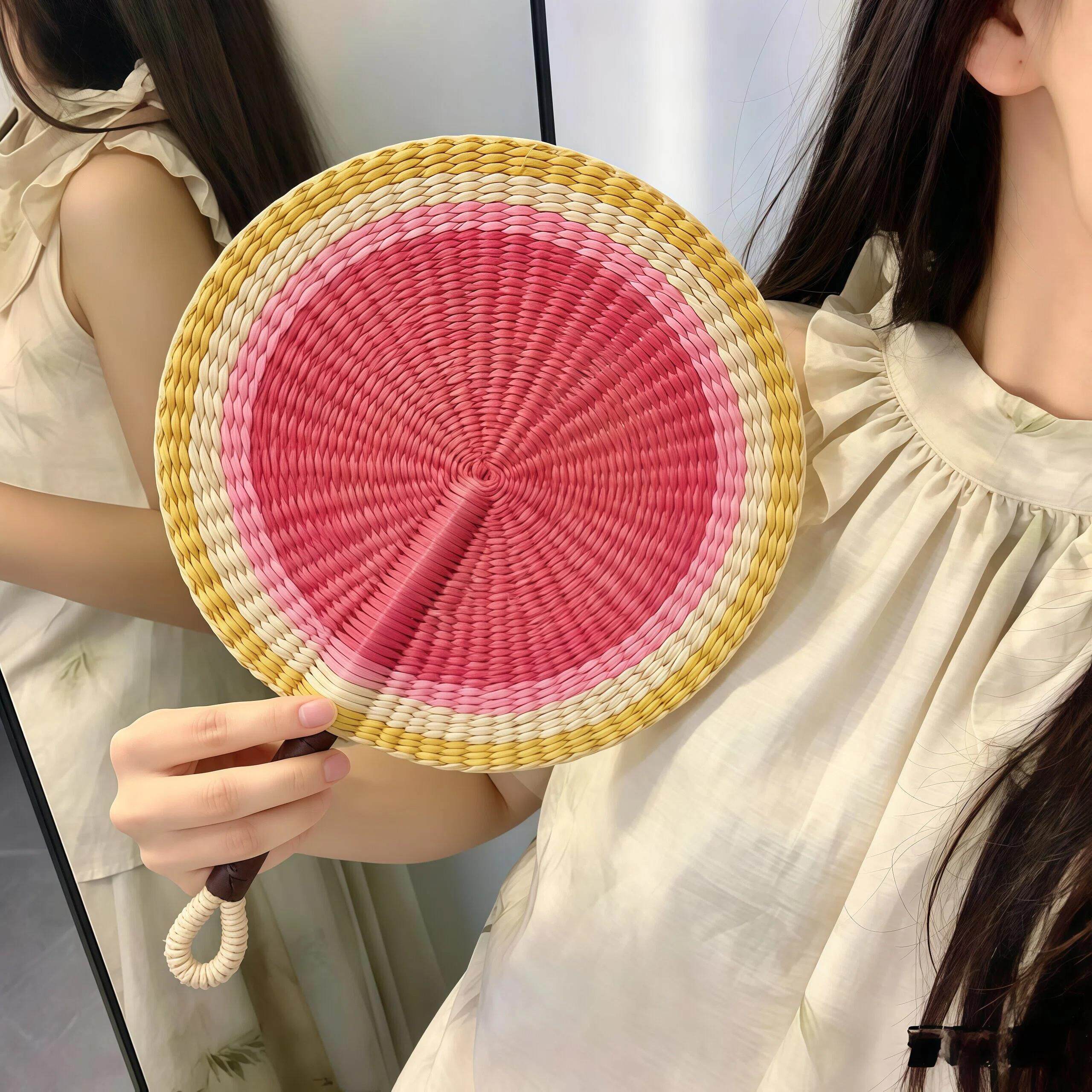草编蒲扇海草扇子夏天女便携随身手工编织手摇扇高颜值轻便2026新