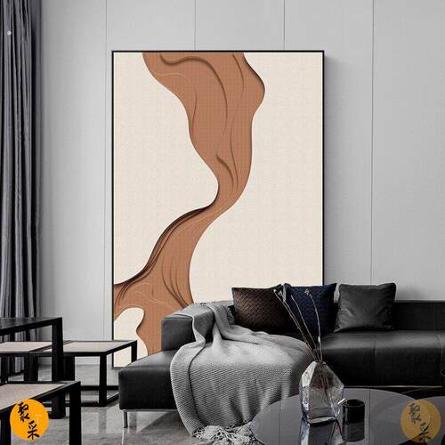 侘寂风抽象玄关装饰画现代简约客厅饭厅背景墙挂画极简大幅落地画