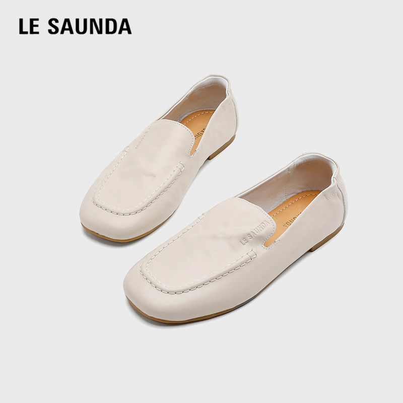 LE SAUNDA/莱尔斯丹2026秋季乐福鞋女简约风一脚蹬舒适百搭豆豆鞋