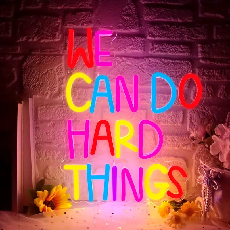 英文字母霓虹灯卧室教室装饰灯牌WECANDOTHINGS可调光多色可调光
