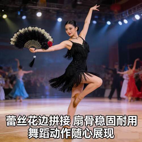 特级加厚羽毛扇子网红旗袍走秀 折扇舞蹈道具舞台表演白色羽毛扇