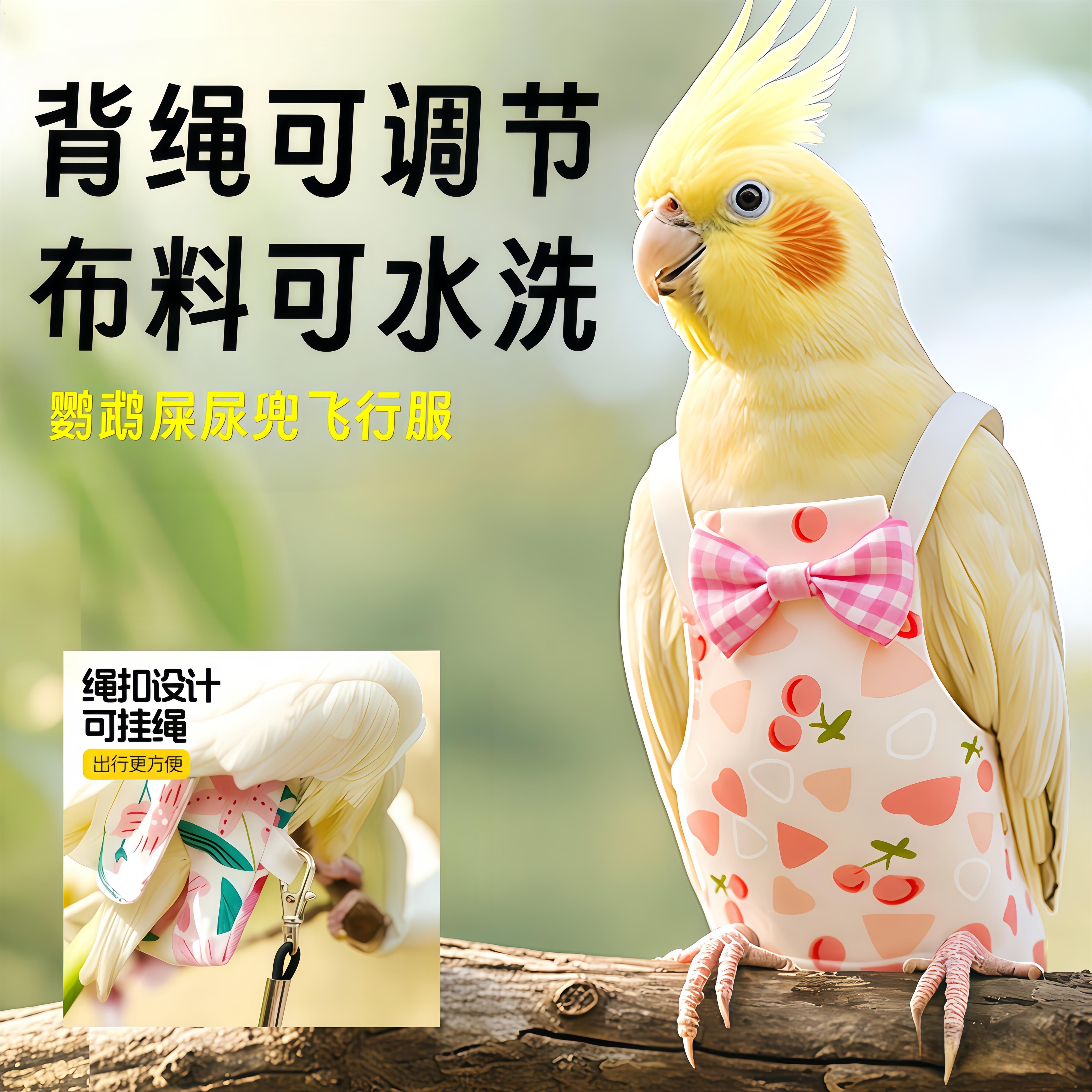 鹦鹉屎兜虎皮尿不湿小太阳牡丹便兜玄凤可调节大容量小鸟拉屎神器