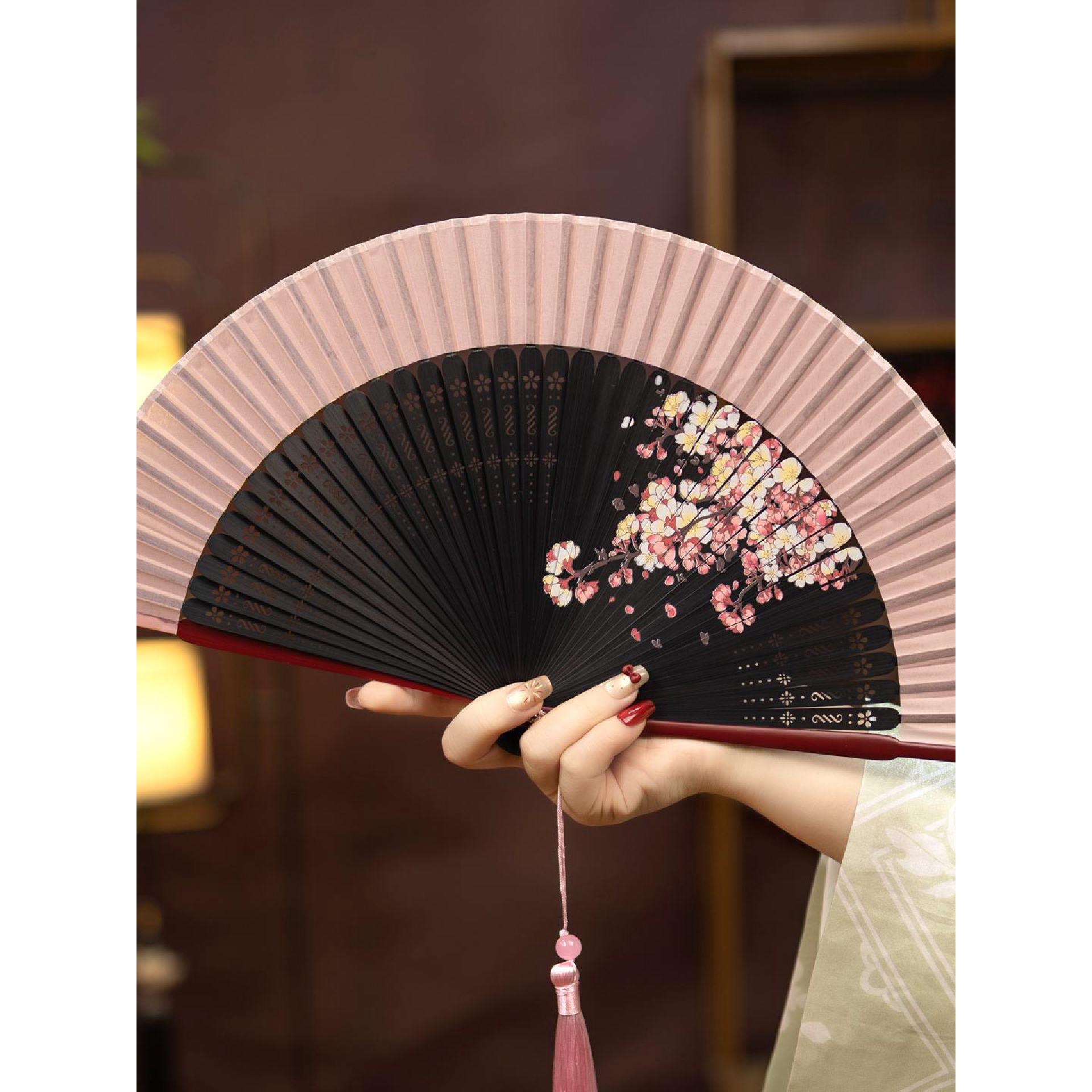 古风扇子折扇新中式随身便携折叠扇小巧旗袍汉服女表演专用舞蹈扇图片