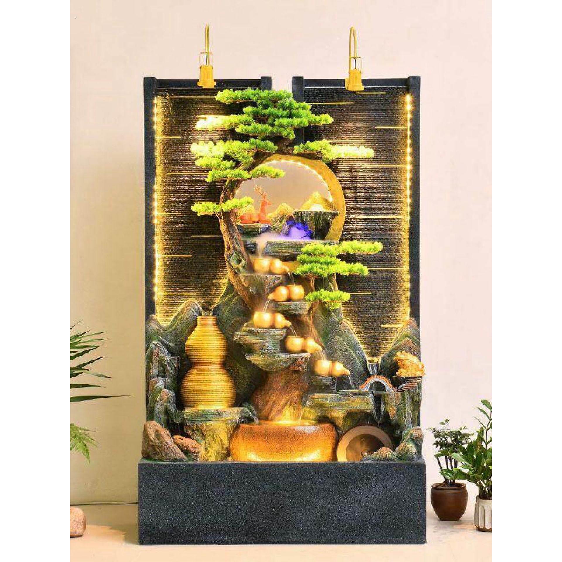 水幕墙流水装饰房屋公司大院屏风隔断大型假山装饰水循环喷泉乔迁