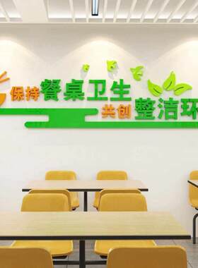 食堂文化墙贴纸餐厅墙面装饰画学校公司企业员工饭堂布置标语背景