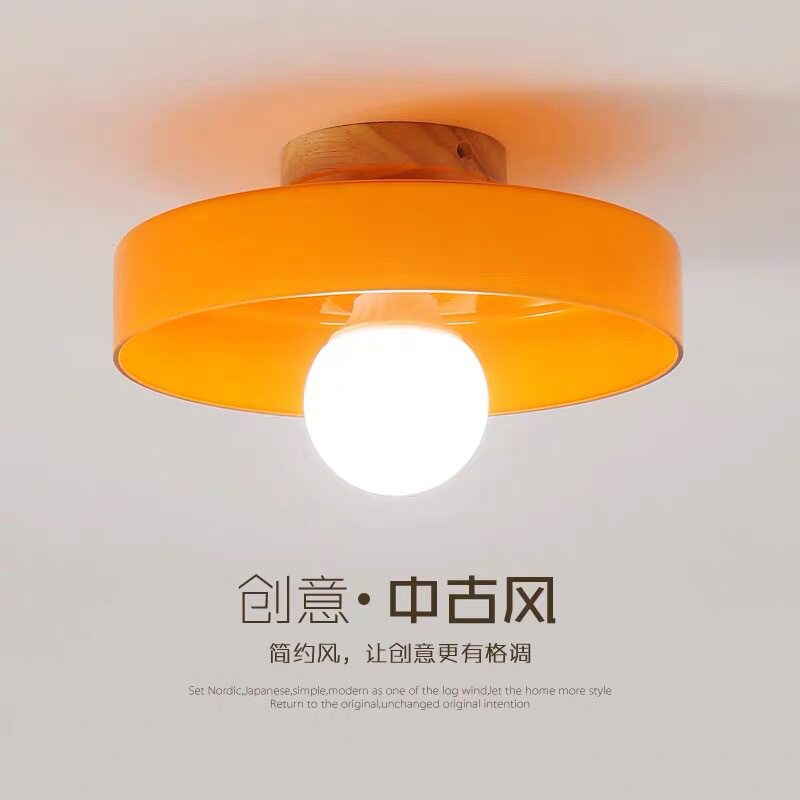 中古风简约玻璃吸顶灯日式入户玄关灯衣帽间走廊过道阳台吸顶灯具