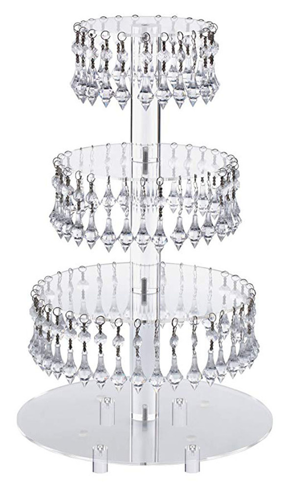 4层圆形亚克力蛋糕架水晶串珠蛋糕台多层装饰用品摆架Cake stand