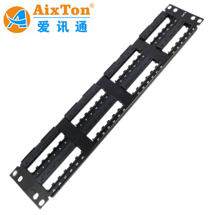 六类48口空配线架 金属加厚非屏蔽机架式超五类网络空配线架