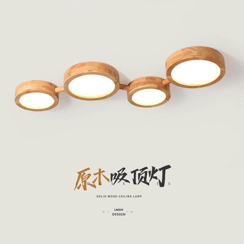 北欧原木风创意实木灯客厅灯餐厅卧室房间衣帽间入户日式吸顶灯具