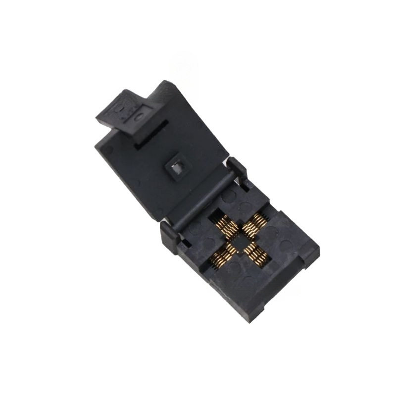 尺寸4*4mm编程烧录座芯片夹具直销QFN24-0.5间距翻盖式弹片老化座