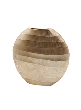 现代简约几何形金色树脂蛋形花瓶 客厅玄关干花插 仿金属饰品摆件