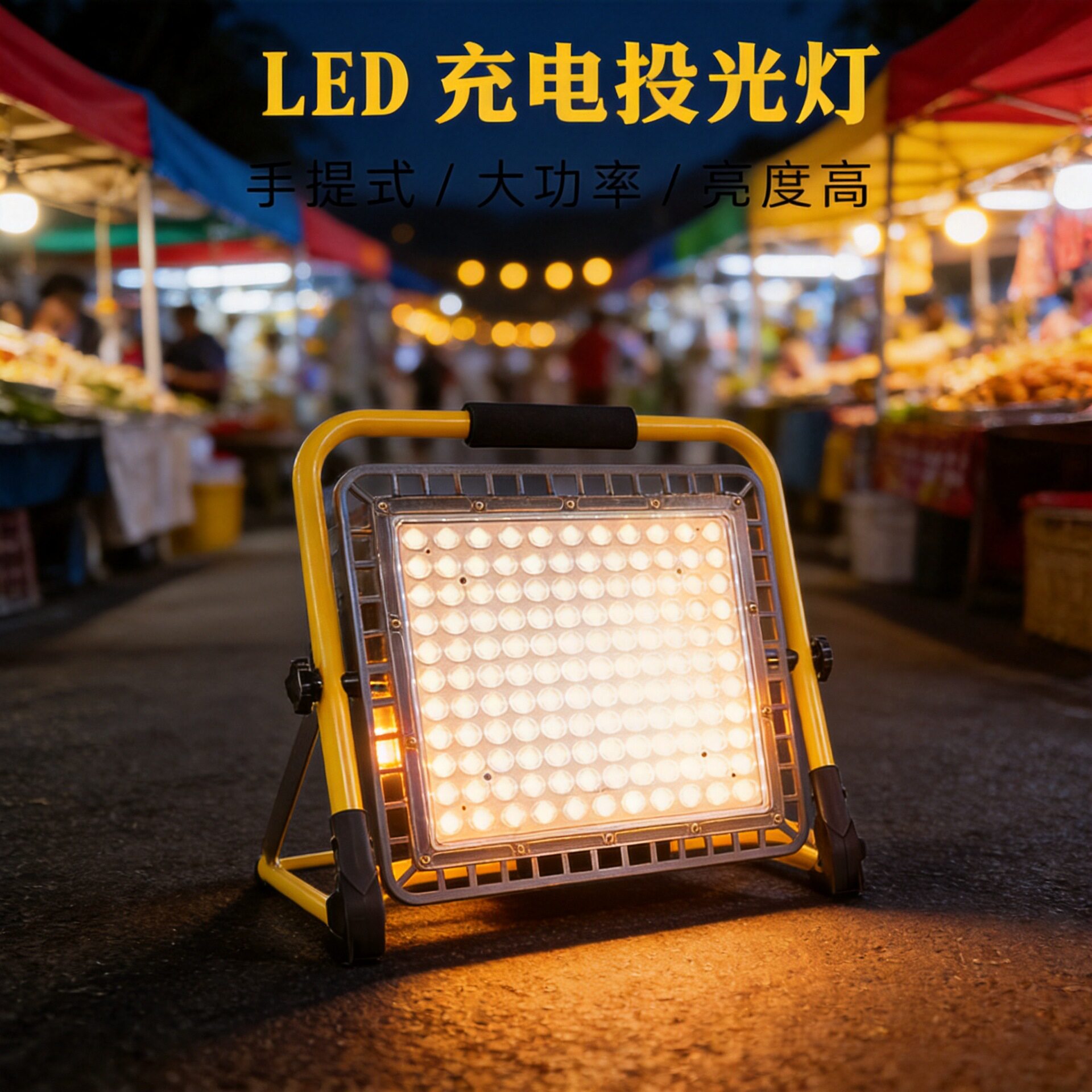 充电投光灯led地摊夜市照明停电应急户外露营灯具移动防水工地灯