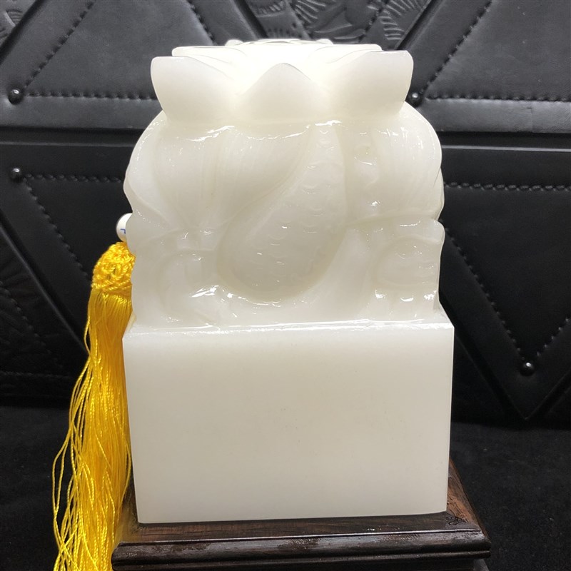 天然汉白玉盘龙印章摆件龙头玉玺篆刻书画工艺品玉印落款刻字