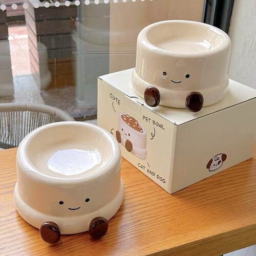 小脚丫可爱陶瓷猫咪狗狗碗宠物碗可爱创意宠物大容量食盆斜口侧倾