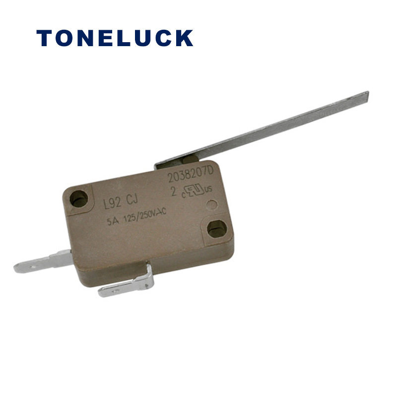 L92耐高温220°微动开关长直柄银触点两脚家用电器小型防尘认证
