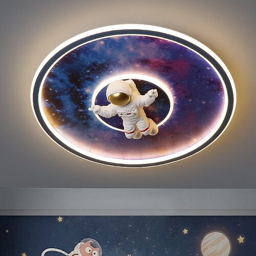 跨境110V儿童房吸顶灯男孩星空宇航护眼节能房间灯女卡通创意简约