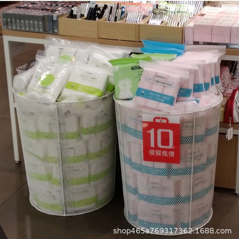 名创精品超市铁丝圆网桶玩具公仔收纳篮纸篓储藏展示陈列架促销架