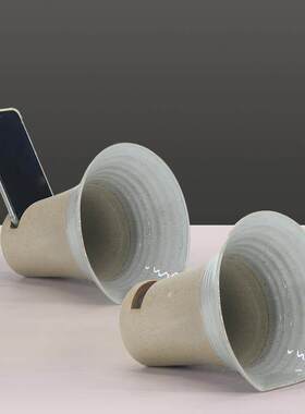 家用手机架陶瓷创意扩音器摆件工艺品礼物送礼品装饰品