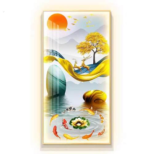 带灯玄关装饰画氛围感应灯入户门高级感走廊过道轻奢简约挂画