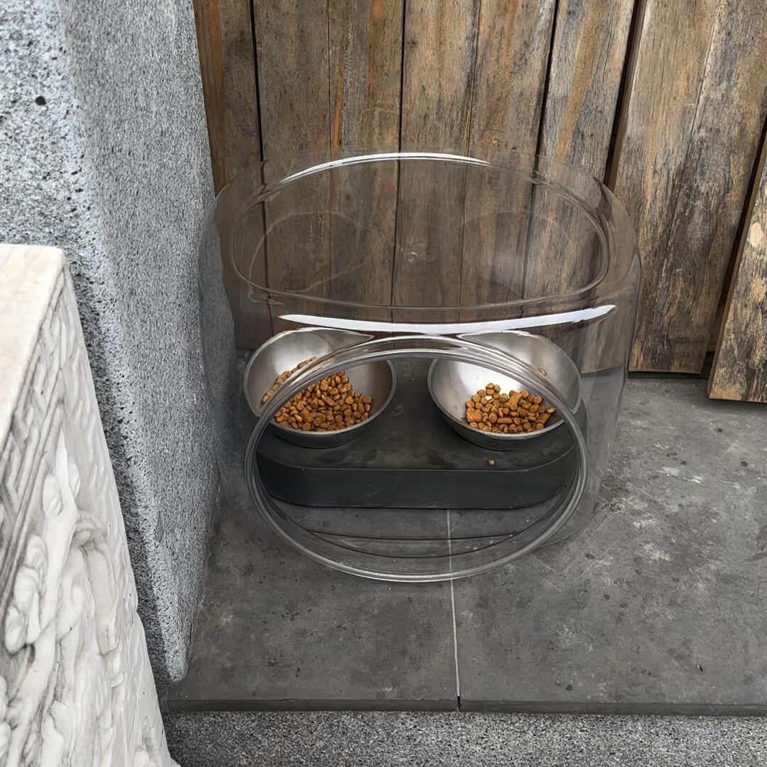 户外猫咪碗罩防潮防蚁虫防雨院子流浪猫户外窝透明喂食碗罩狗碗罩