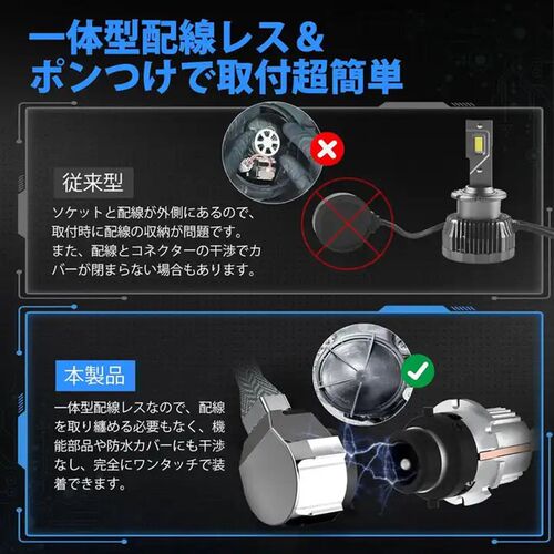 替换原车HID带风扇6500K 35W直插款一体式D4 LED D2 D1 D3led大灯