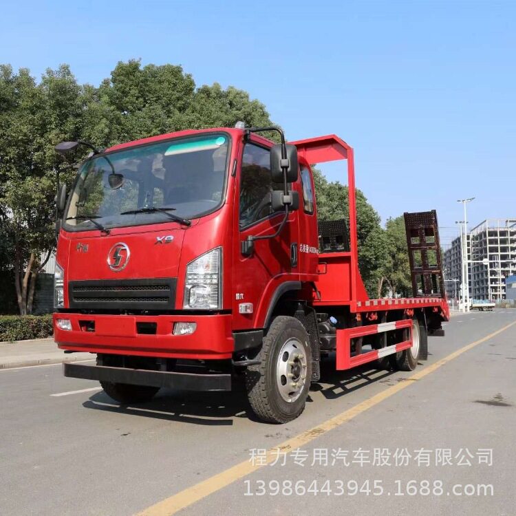 陕汽轩德X9平板运输车全国联保 短轴距挖机平板拖车拖板车可分期