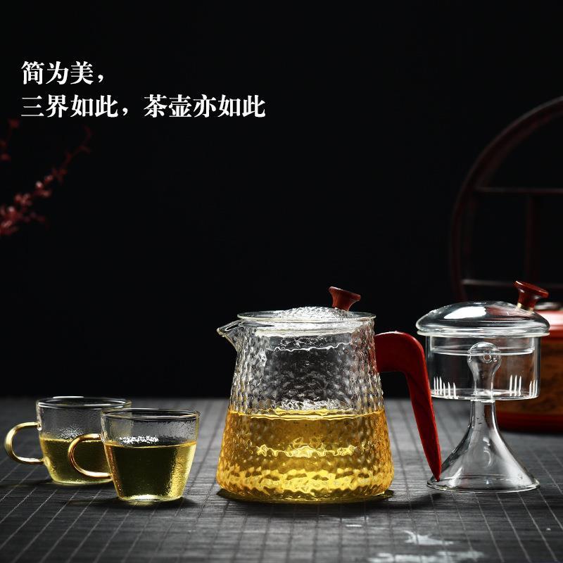 煮茶壶日式耐热玻璃锤纹茶壶黑晶炉泡茶器过滤烧水壶彩把功夫茶具