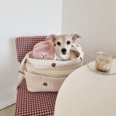 宠物外出包韩国斜跨单肩包简约轻便便携猫咪狗狗背包小型犬带垫板