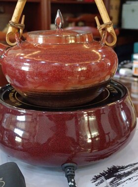 电陶炉煮茶壶大容量砂铫壶煮白茶陶壶大号粗陶烧水壶电陶炉煮茶器