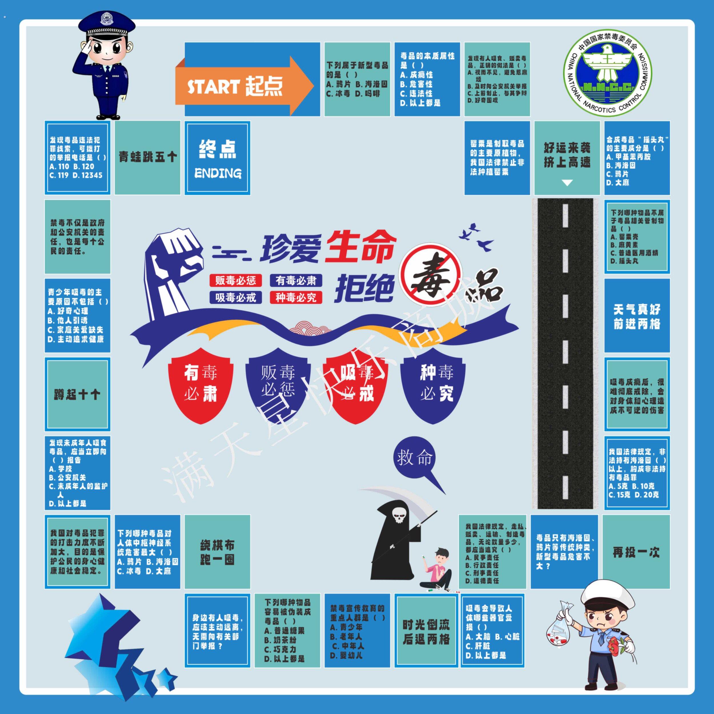 6.26禁毒飞行棋游戏道具宣传地毯真人游戏棋户外活动定制
